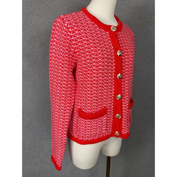 On 34th Women's Patterned Jacquard Button Up Cardigan Red Size Small NWT's - Picture 3 of 8